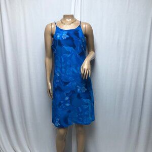 Expressions Dress Womens Size 9-10 Blue Sleeveless Floral Print Vacation Summer